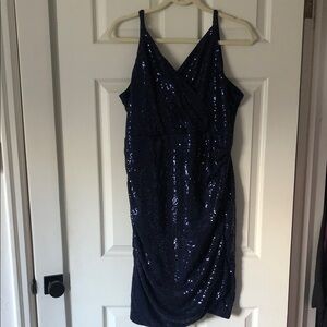 Grace Karin Navy Sequin Midi Dress